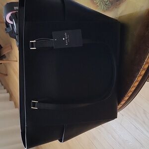 Kate Spade-Madison Laptop Tote. Black saffiano leather, gold tone accents